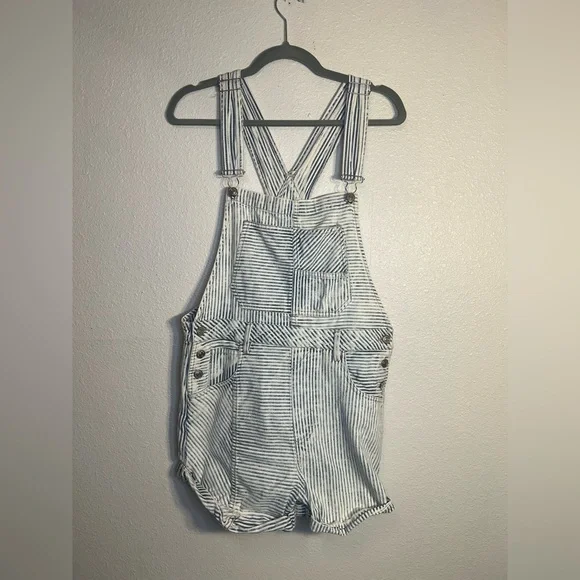 Free People We The Free Railroad Striped Ziggy Shortalls - Picture 4 of 8